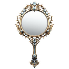 Elegant Vintage Mirror with Ornate Frame and Decorative Accents Isolated on Transparent Background