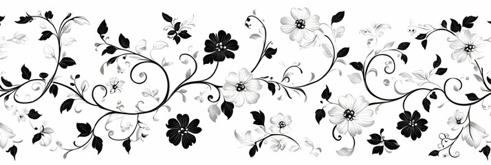 Elegant Black and White Floral Illustration
