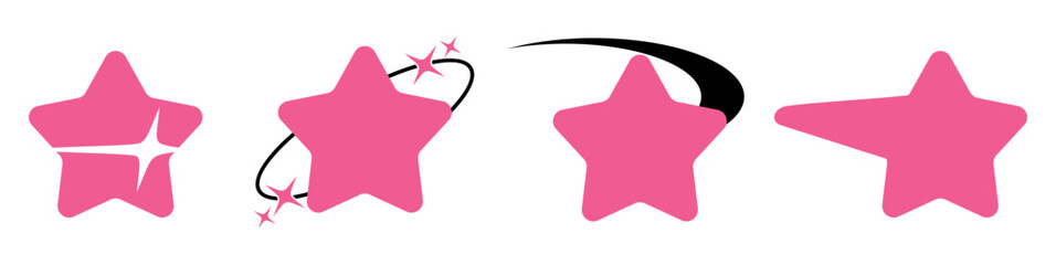 Y2K Aesthetic Sparkling Stars Retro Trendy Minimalistic Abstract Design for Futuristic Digital Graphics, Posters and Illustration Resources