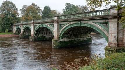 Fototapeta premium Elegant Stone Arch Bridge Spanning River