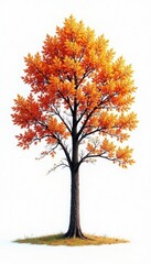 Naklejka premium Lone deciduous tree, stark branches against white , nature photography, majestic