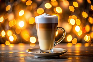 Obraz premium Smooth, creamy latte: minimalist long exposure reveals artistic coffee shop aesthetic.