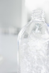 close-up of soap detergent bubbles inside glass bottle container