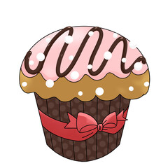 Cute Pink Chocolate Muffin with Ribbon
