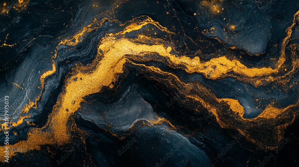 Poster textured abstract background featuring black and gold patterns with flowing designs