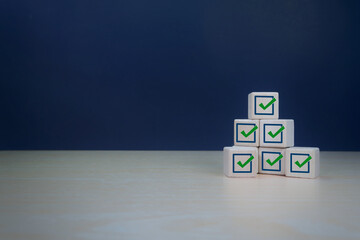 Confirmation, approval and quality, icons with space