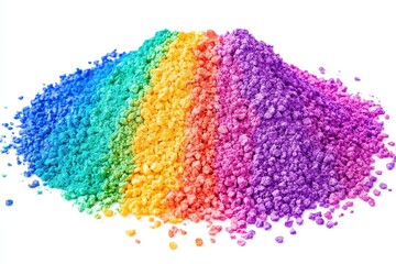 Colorful powdered pigments arranged in vibrant stripes on a white surface for art and decoration