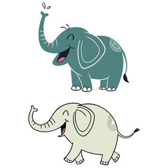 Elephant Animal Silhouettes art vector icon set design 