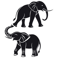 Elephant Animal Silhouettes art vector icon set design 