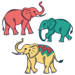 Elephant Animal Silhouettes art vector icon set design 