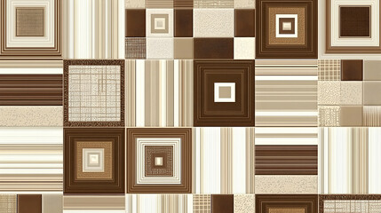 Abstract brown and beige geometric tile pattern design for interior wall decor