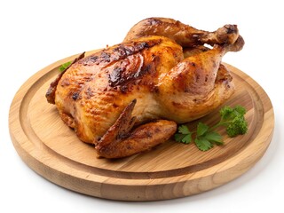 roasted chicken on white background