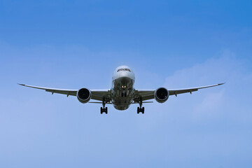 airplanes jet take off from taxi lane airport and aircraft traffic to take off with blue sky ...