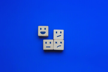 concept of happy and sad mood swings. Customer feedback Description