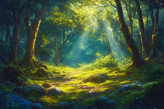 sun rays in the forest