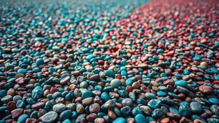 Fototapeta premium A close-up view of a textured surface composed of smooth, colorful pebbles, creating a visually appealing and calming abstract pattern.