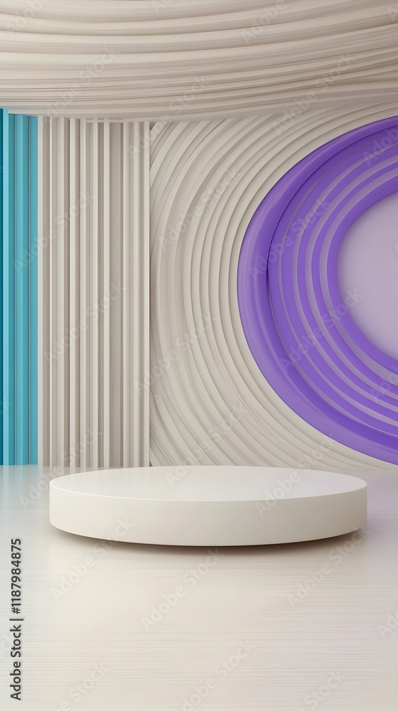 Poster abstract pastel background with circular podium; ideal for product display or presentation
