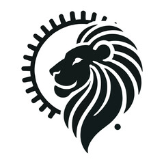 Majestic Lion Logo with Sunburst Symbol