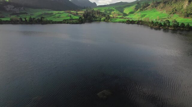 Drone shot over New Zealand's Waikato River.