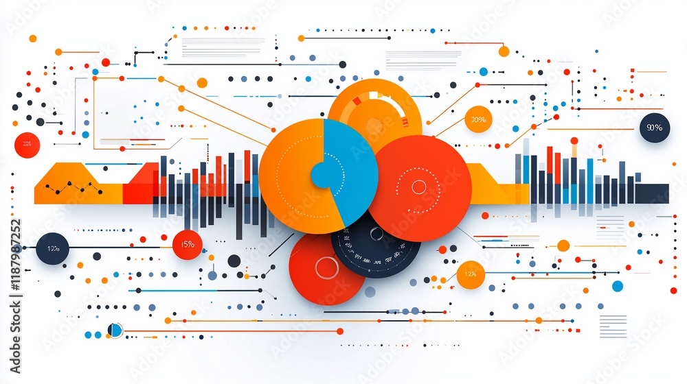 Poster abstract infographic with charts, graphs, and data visualizations.