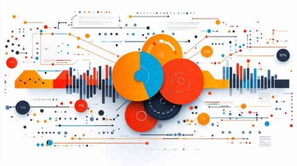 Obraz premium Abstract infographic with charts, graphs, and data visualizations.