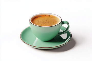 Obraz premium Aromatic Coffee in a Mint Green Cup, perfect morning brew!