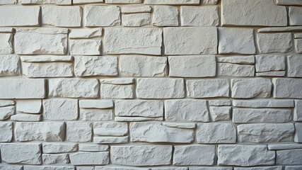 Obraz premium A close-up view of a wall constructed with rough-hewn stone blocks, showcasing a rustic and natural aesthetic