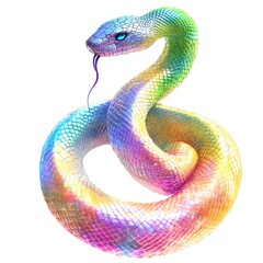 Fototapeta premium A vibrant and colorful snake coiled elegantly, showcasing its iridescent scales.
