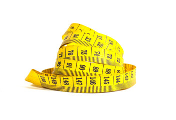 Yellow meter in spiral shape isolated on white background