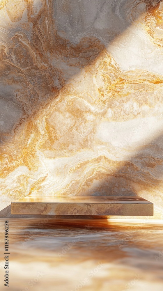 Poster spotlit product display on textured marble background studio setting high-detail soft lighting aesth