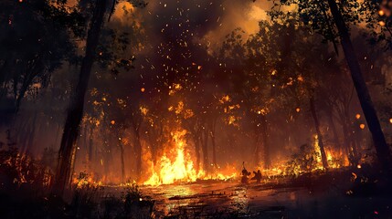 Fototapeta premium Wildfire Forest fire Woolsey Fire Mountains