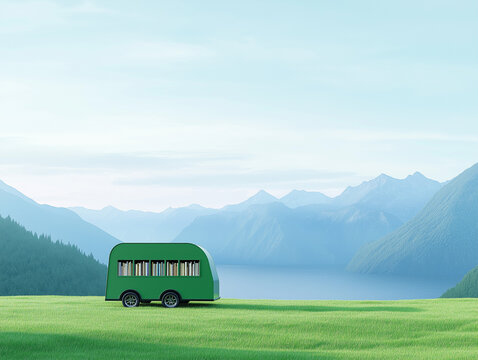 Poetic Journey with a Bookmobile Delivering Literature