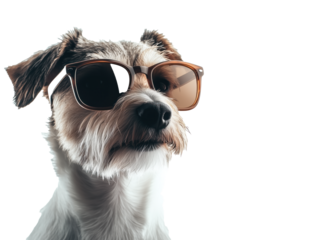 A Cute Dog Sporting Brown Frame Sunglasses on a Transparent Background in PNG Format