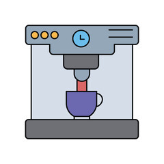 coffee machine lineal color line icon with white background vector stock illustration