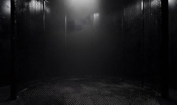 empty elimination chamber in black void, Generative AI