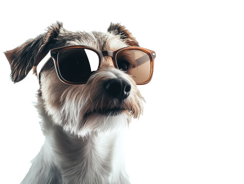 A Cute Dog Sporting Brown Frame Sunglasses on a Transparent Background in PNG Format