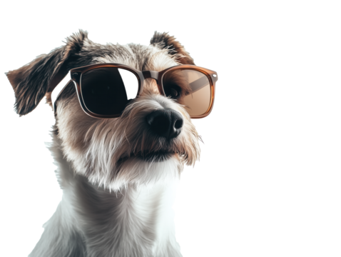 A Cute Dog Sporting Brown Frame Sunglasses on a Transparent Background in PNG Format