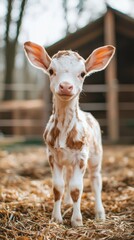 Obraz premium Playful baby goat in farmyard nature scene candid outdoor environment close-up view animal joy