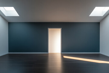 Empty room with natural light highlighting a door and the wall color