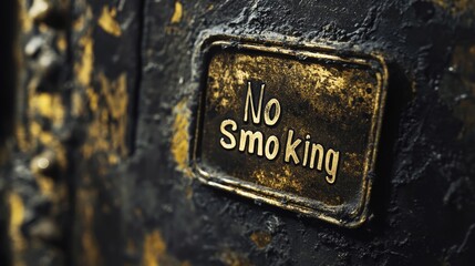 Close-Up of Weathered No Smoking Sign on Grungy Background