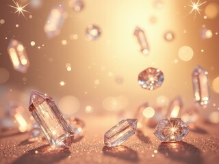  Diamond, crystal background with warm light