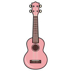 Obraz premium Stylish Pink Ukulele Sticker Designs Creative Musical Instrument Vector Patterns Vibrant Guitar Sticker Vector Themes