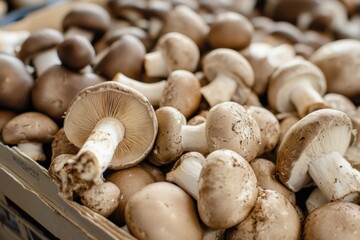 Fototapeta premium A Collection Of Brown And White Mushrooms