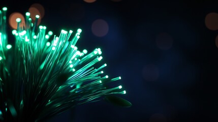 Abstract Glowing Fiber Optics Light Display