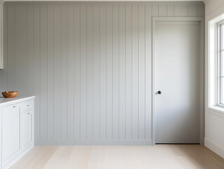 Light Gray Pantry Wall Featuring Vertical Shingle Patterns