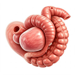 3d illustration of the human intestine on a white background