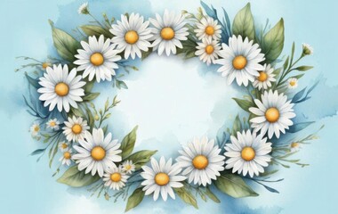 Obraz premium daisy background image, wreath, flower frame, plant