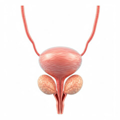 3d medical illustration of the male urinary system  with prostate, bladder, and urethra  isolated on white background  realistic anatomy  detailed view  medical illustration  organ