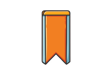 Minimalistic cartoon bookmark icon in bright colors with happy face, ideal for school, library, and reading related graphics