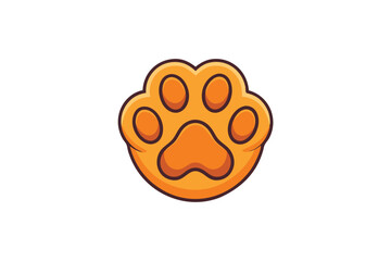 Vibrant orange animal paw print vector illustration, ideal for pet shops, veterinary services, or animal related branding projects